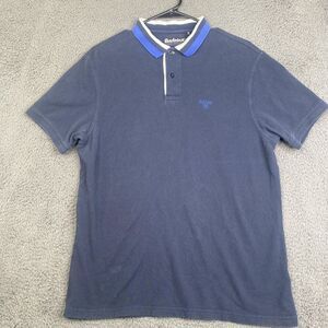Barbour Polo Shirt Mens Large Blue Portugal Cotton Collar Classic Casual Top